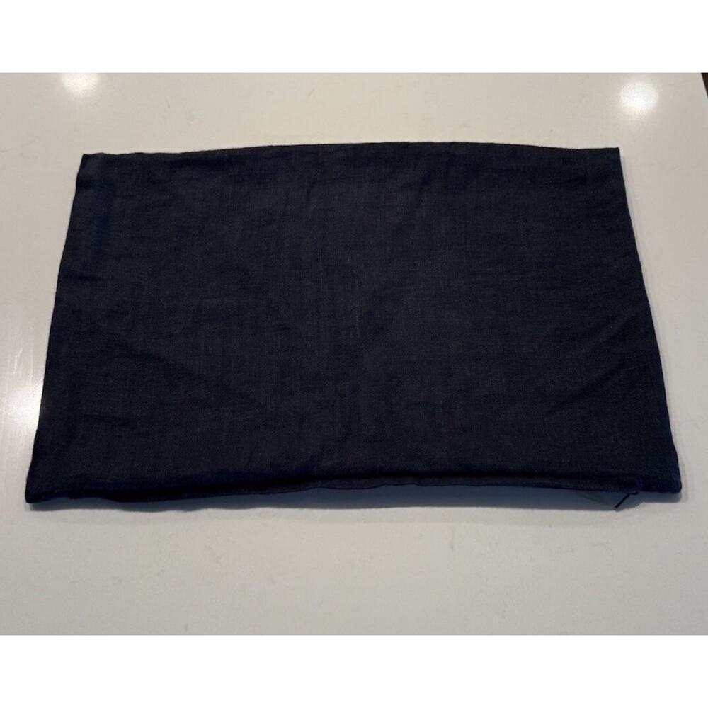 CB2 Navy Blue Linen Pillow‎ Coastal Modern Rectangle Nautical COVER ONLY